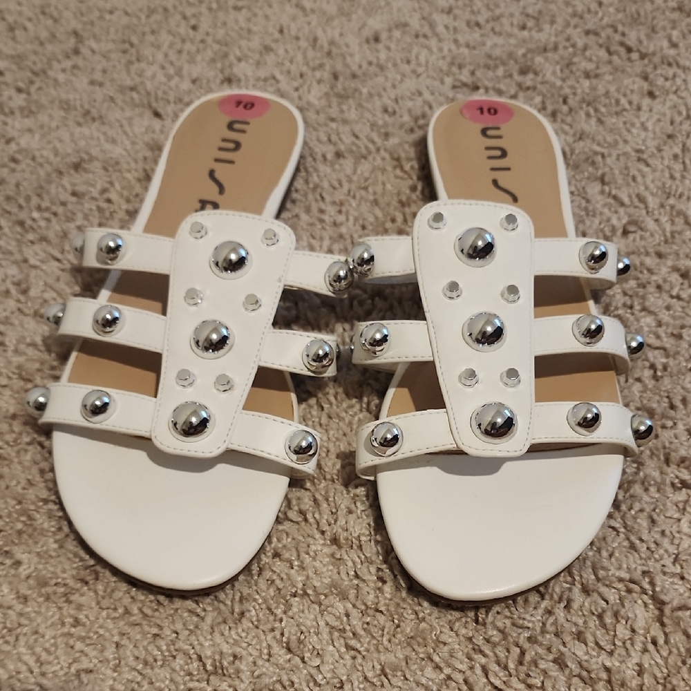 Unisa White and Silver Sandals with Stylish Straps